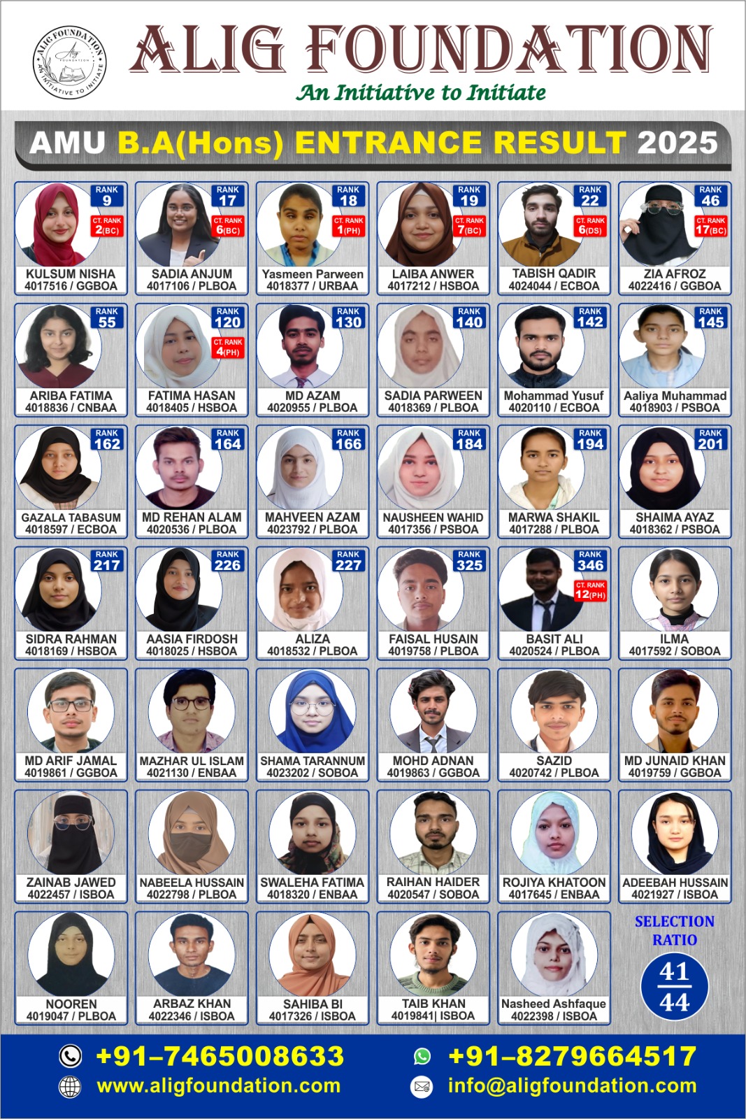 BA (Hons) Entrance 2025 result